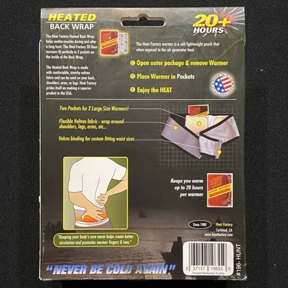 Heat Factory ~ Heated Back Wrap ~ Brand New - Picture 4 of 4